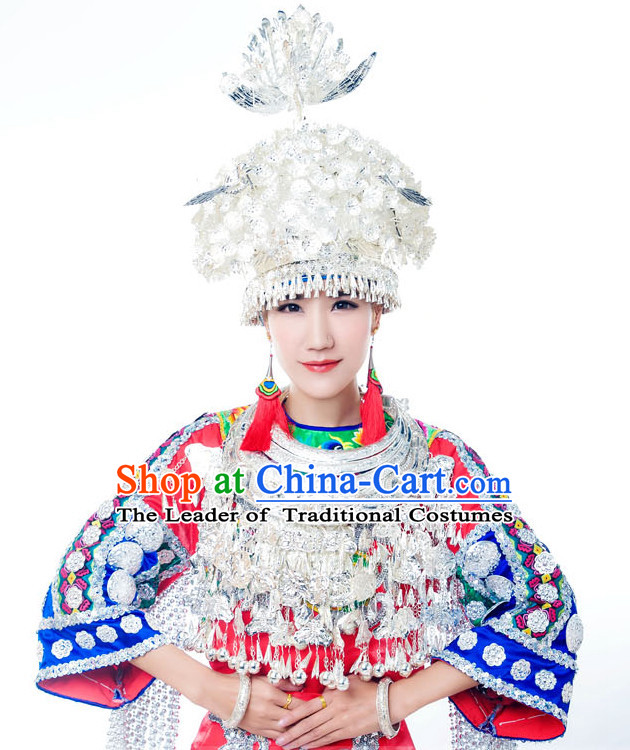 Chinese Hmong Minority Nationality Ethnic Groups Wear Dresses Traditional Clothing for Women