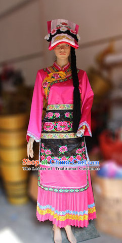 Chinese Minority Nationality Ethnic Groups Wear Dresses Traditional Clothing for Women