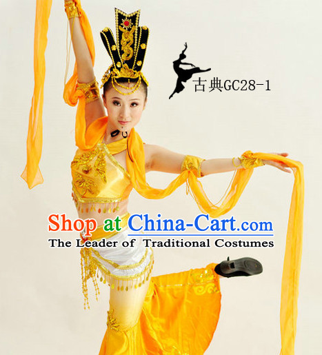 Traditional Chinese Classical Long Sleeves Dance Costumes for Girls