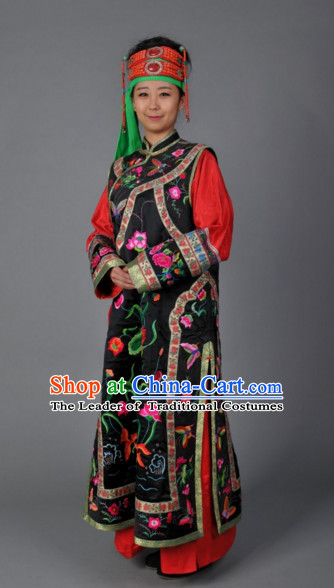 Top Traditional Mongolian Clothing Ancient Ethnic Queen Garments and Headgear Complete Set for Women