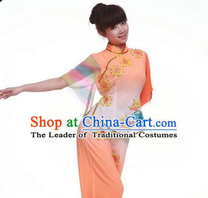 Traditional Chinese Fan Dance Costumes for Girls