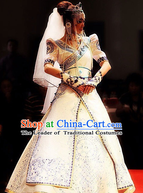 Traditional Chinese Mongolian Wedding Dresses Complete Set for Women
