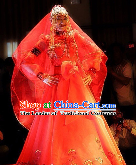 Traditional Chinese Mongolian Wedding Dress Complete Set for Women