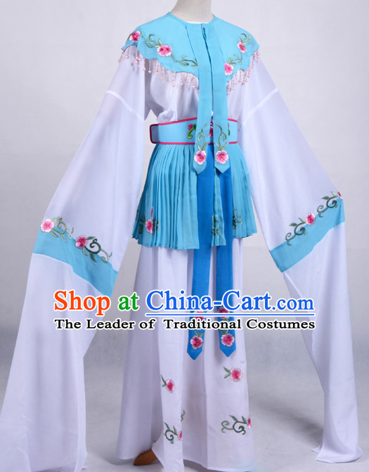 White Chinese Opera Costumes Huangmei Opera Stage Performance Costume Chinese Traditional Water Sleeve Costume Drama Costumes Complete Set
