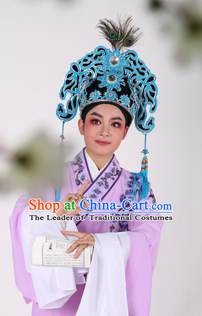 Chinese Opera Costumes Huangmei Opera Stage Performance Costume Chinese Traditional Water Sleeve Costume Drama Costumes and Hat Complete Set