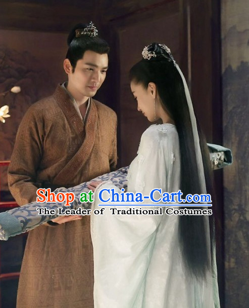 Ancient Chinese Handsome Men Hanfu Han Fu Clothing and Mantle Complete Set