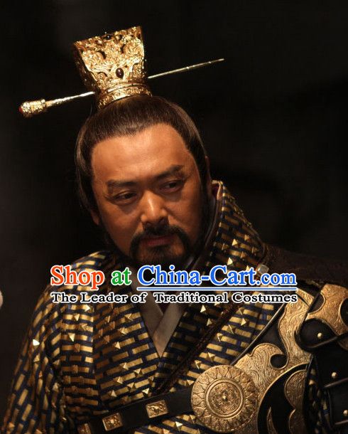 Chinese Traditional Ancient Black Wigs and Coronet for Men