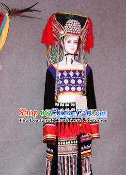 Chinese Traditional Ethnic Miao National Costumes Complete Set for Women