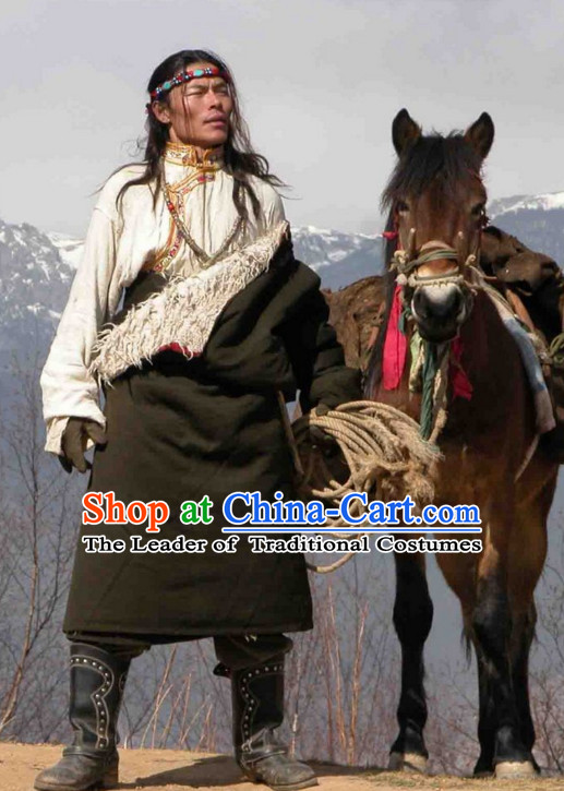 Tibetan Traditional Ethnic National Costumes Complete Set for Men