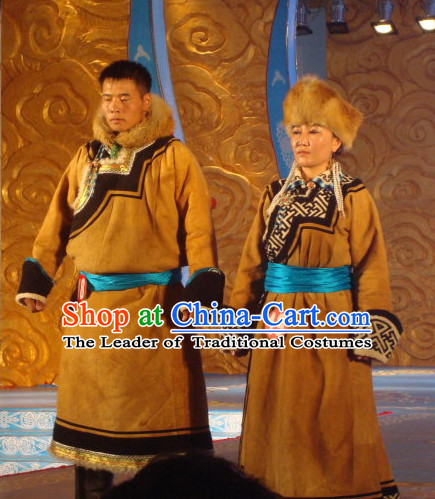 Mongolian Traditional Ethnic National Costumes Complete Set for Men