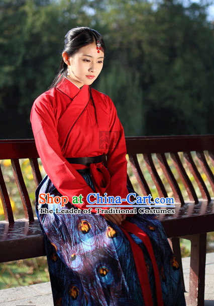 Ancient Chinese Han Dynasty Peacock Clothing Chinese National Costumes Ancient Chinese Costume Traditional Chinese Clothes Complete Set for Women Girls