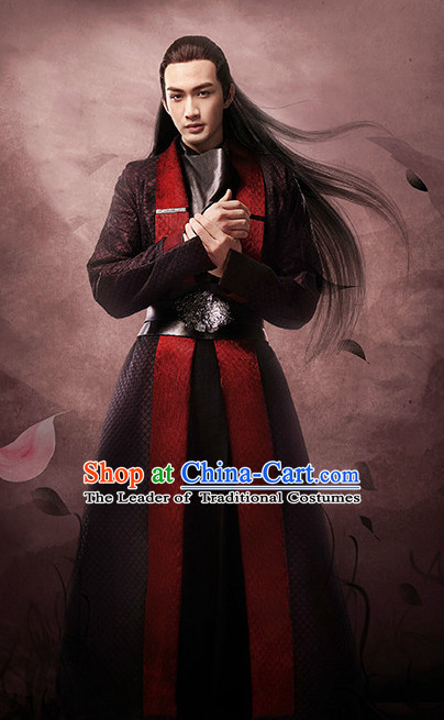 Ancient Chinese TV Drama Men's Clothing _ Apparel Chinese Traditional Dress Theater and Reenactment Costumes and Coronet Complete Set for Men