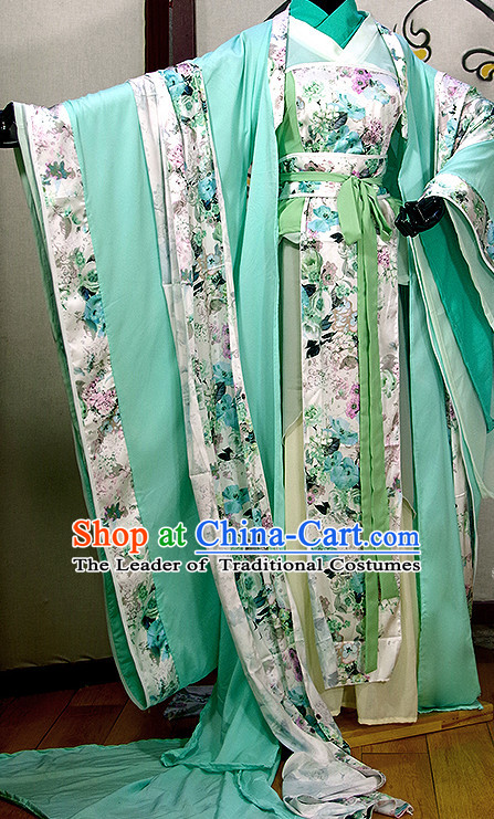 Chinese Ancient Han Fu Princess Clothing Robes Tunics Accessories Traditional China Clothes Women Adults Kids