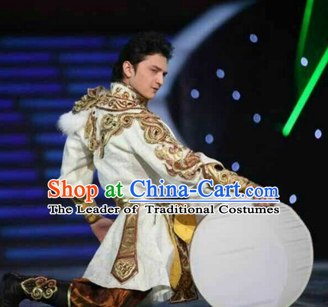 Chinese Traditional Fan Dance Costumes Customized Dance Dresses Dancing Wear Complete Set for Men