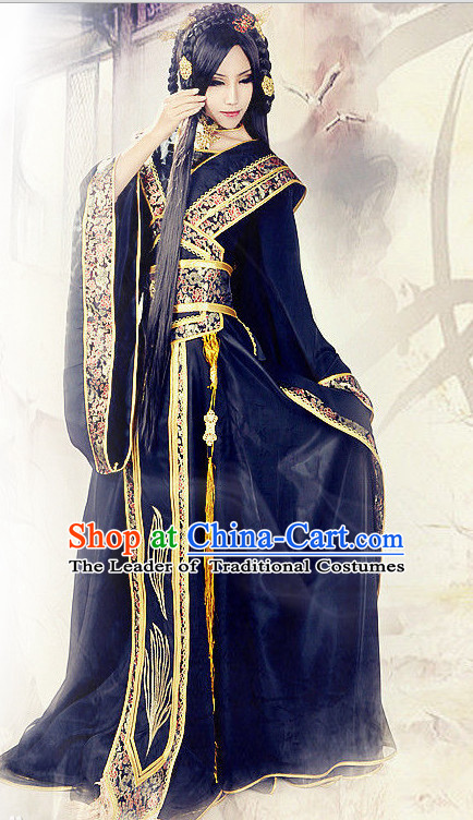 Chinese TV Drama Costume Ancient Theatrical Costumes Historical Clothing and Hair Accessories Complete Set for Women