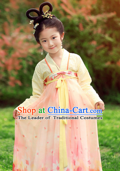 Chinese TV Drama Beauty Costume Ancient Theatrical Costumes Historical Clothing and Hair Jewelry Complete Set for Kids