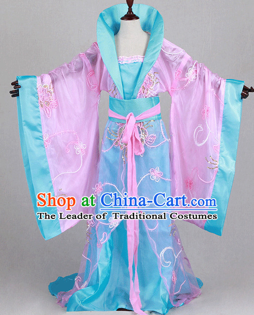 Chinese TV Drama Beauty Costume Ancient Theatrical Costumes Historical Clothing and Hair Jewelry Complete Set for Kids