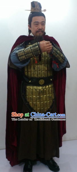 Ancient Chinese General Armor Costumes and Coronet Complete Set for Men