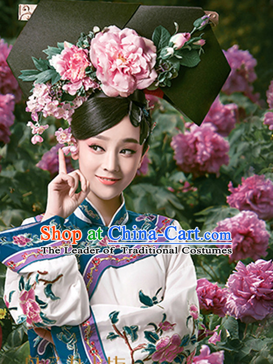 Qing Dynasty Chinese Princess Hair Hat Hair Accessories Headpiece Headdress Phoenix Crown Hair Decoration