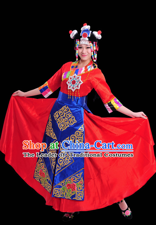 Happy Festival Chinese Minority Dress Tibetan Uniform Traditional Stage National Costume Sale