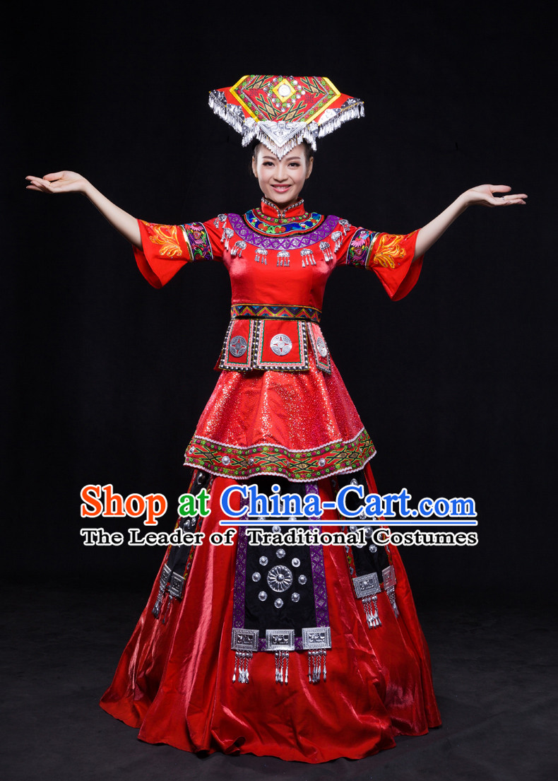 Happy Festival Chinese Minority Dress Miao Uniform Traditional Stage Ethnic National Costume Sale Complete Set