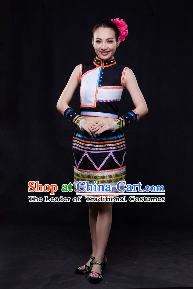 Happy Festival Chinese Minority Dress Uniform Traditional Stage Ethnic National Costume Sale Complete Set