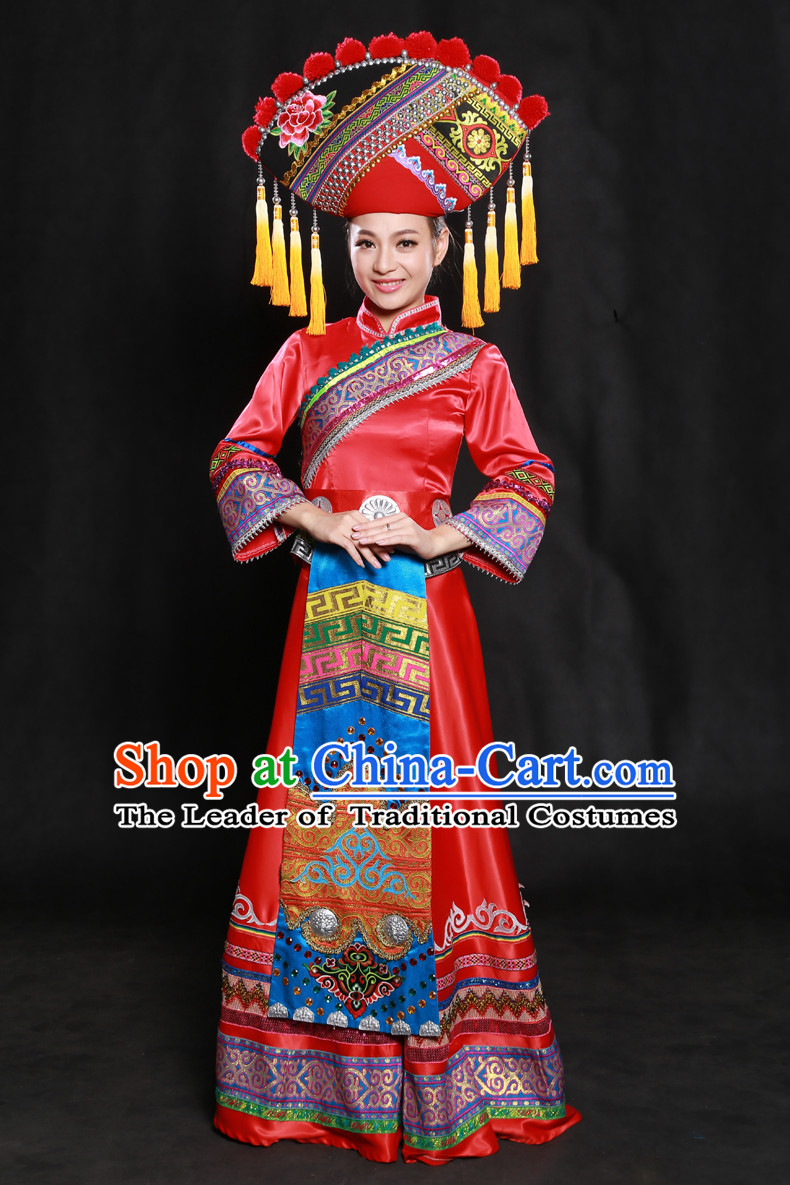 Happy Festival Chinese Minority Dress Uniform Traditional Stage Ethnic National Costume Sale Complete Set