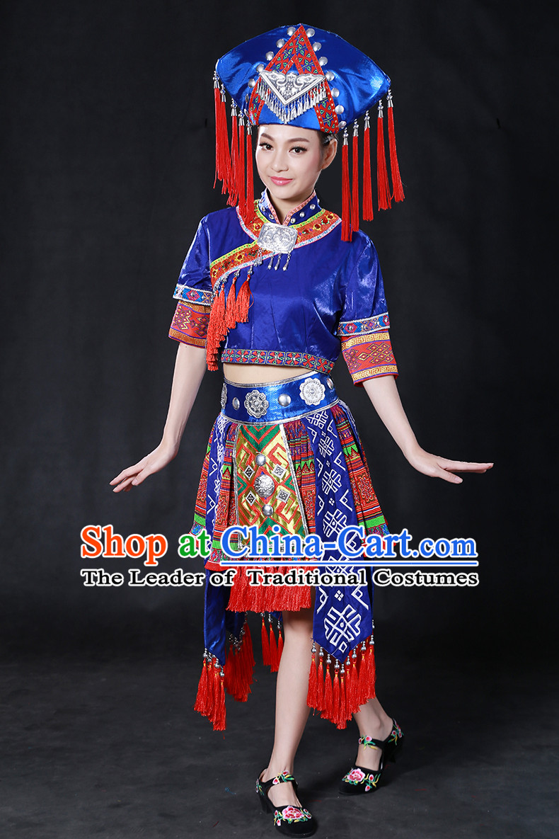 Happy Festival Chinese Minority Dress Uniform Traditional Stage Ethnic National Costume Sale Complete Set