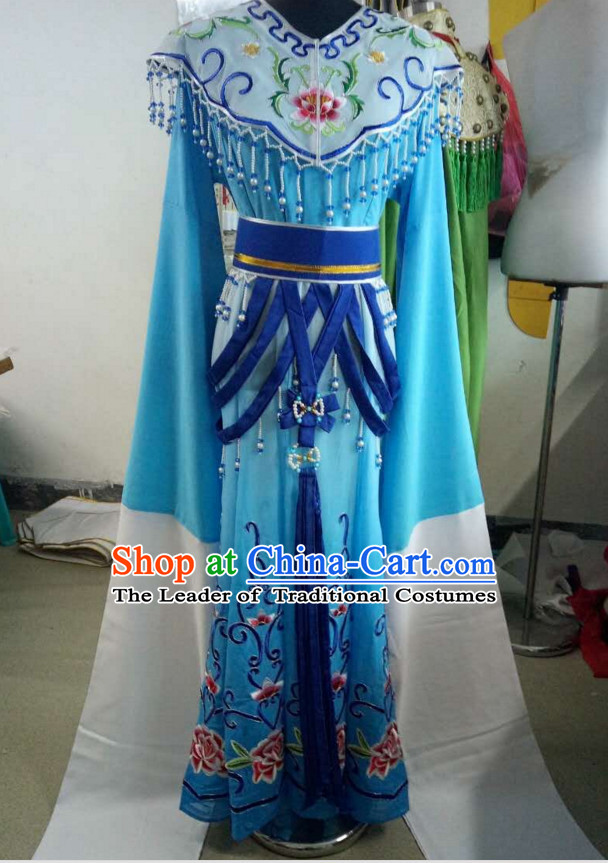 Chinese Classical Yue Opera Long Sleeves Dance Costumes Huang Mei Opera Costume Complete Set for Women Girls Children Adults