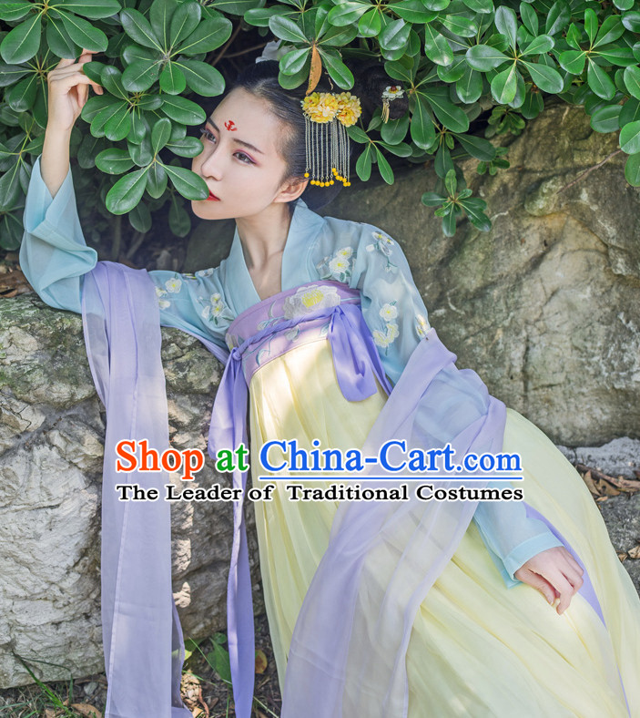 Asian Traditional High Quality Hanfu Tang Dynasty Clothes Costume Costumes Complete Set for Women Girls Children Adults