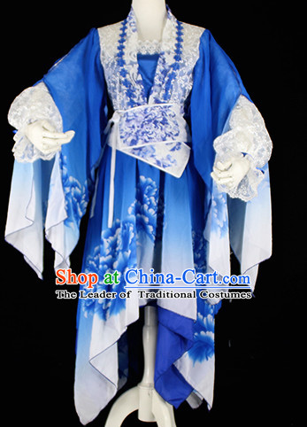Top Blue Chinese Imperial Royal Princess Traditional Wear Queen Dresses Fairy Cosplay Costumes Ideas Asian Cosplay Supplies Complete Set