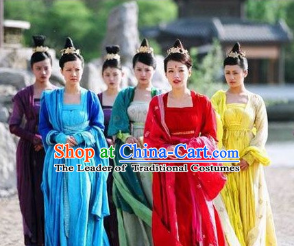 Traditional Chinese Stage Dancing Costume Chinese Classical Dance Costumes and Headpieces Complete Set for Women