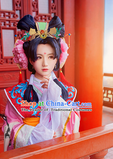 Chinese Ancient Lady Princess Handmade Wig and Hair Accessories Set