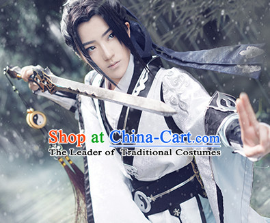 Taoist Swordsman Hanfu Hanzhuang Han Fu Han Clothing Traditional Chinese Dress National Costume Complete Set for Men or Boys