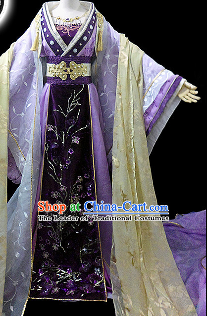 Purple Ancient China Princess Garment Traditional Imperial Queen Costumes High Quality Chinese Empress National Costumes and Accessories Complete Set for Women