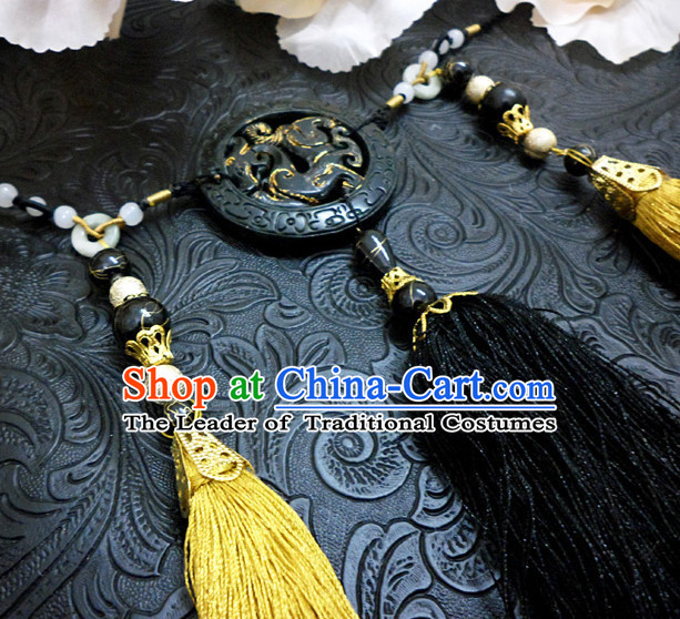 Chinese Ancient Style Black Jade Belt Decorations Jewelry