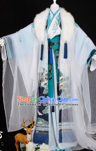 Ancient Chinese Prince Court Dresses Hanzhuang Han Fu Han Clothing Traditional Chinese Dress Hanfu National Costumes and Hair Jewelry Complete Set for Women or Girls