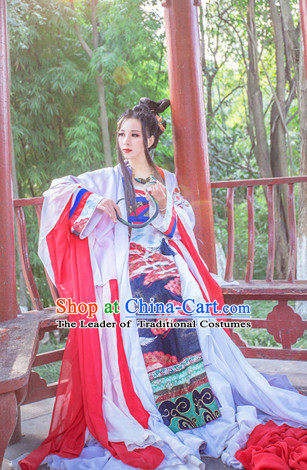 Ancient Chinese Prince Court Dresses Hanzhuang Han Fu Han Clothing Traditional Chinese Dress Hanfu National Costumes and Hair Jewelry Complete Set for Women or Girls