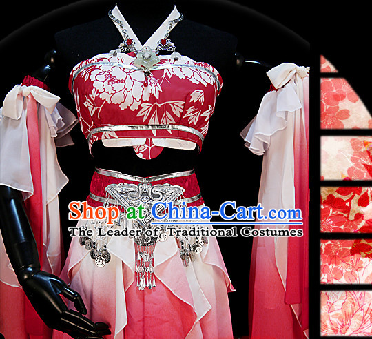Ancient Chinese Princess Court Dresses Hanzhuang Han Fu Han Clothing Traditional Chinese Dress Hanfu National Costumes and Hair Jewelry Complete Set for Women or Girls
