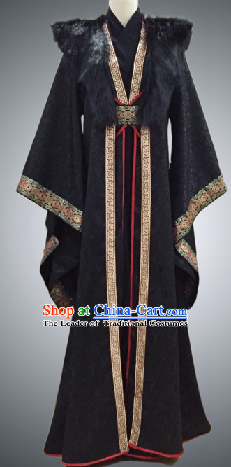 Black Ancient Chinese Prince Clothing Han Fu National Costumes Complete Set for Men