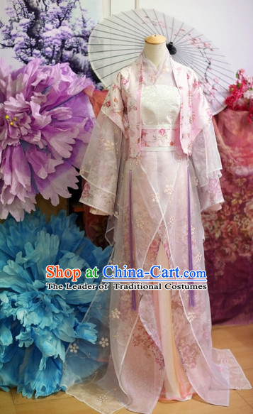 Top Chinese Ancient Costumes Theater and Reenactment Costumes and Headgear Complete Set for Women