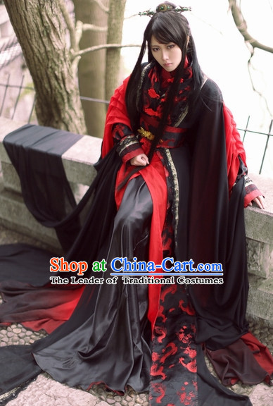 Top Chinese Ancient Costumes Theater and Reenactment Costumes and Headgear Complete Set for Women