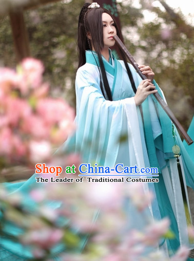 Top Chinese Ancient Artist Costumes Theater and Reenactment Costumes Complete Set for Men