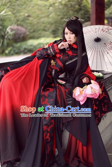 Top Chinese Ancient Costumes Theater and Reenactment Costumes and Headgear Complete Set for Women
