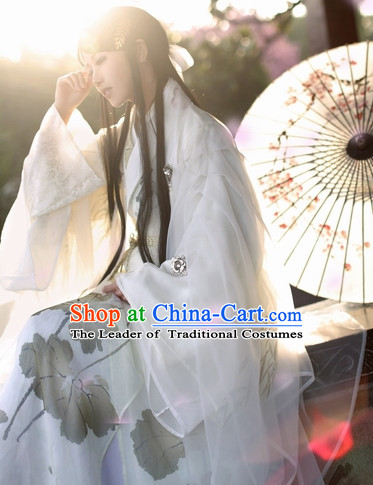 Top Chinese Ancient Costumes Theater and Reenactment Costumes and Headgear Complete Set for Women