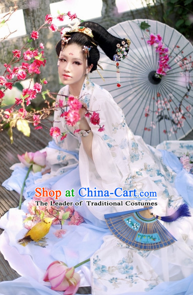 Top Chinese Ancient Princess Dresses Theater and Reenactment Costumes Complete Set for Women Girls