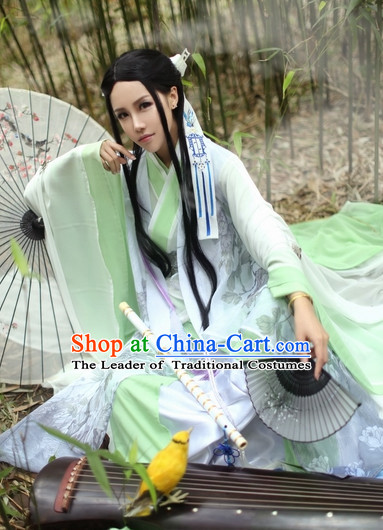 Top Chinese Ancient Costumes Theater and Reenactment Costumes and Headgear Complete Set for Women