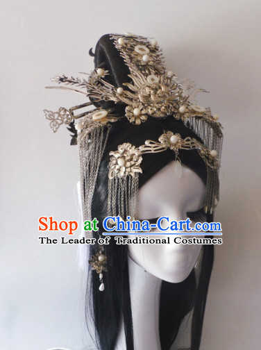 Chinese Classic Princess Wigs and Headwear Crowns Hats Headpiece Hair Accessories Jewelry Set