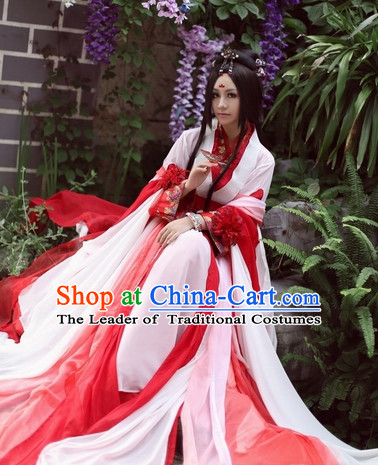 Top Chinese Ancient Costumes Theater and Reenactment Costumes and Headgear Complete Set for Women