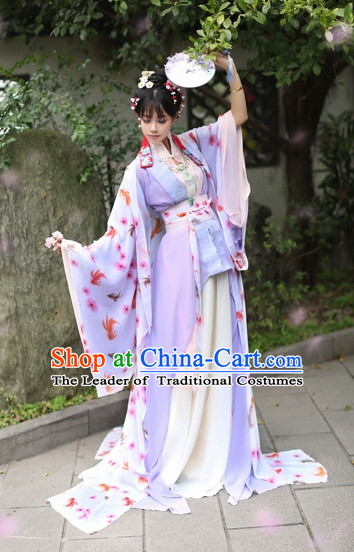 Top Chinese Ancient Costumes Theater and Reenactment Costumes and Headgear Complete Set for Women